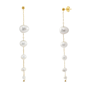 Stainless Steel - Rostfrei Stahl Ohrringe / Ohrstecker Pearls Gold