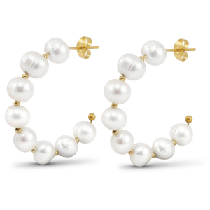 Stainless Steel - Rostfrei Stahl Ohrringe / Ohrstecker Pearls Gold