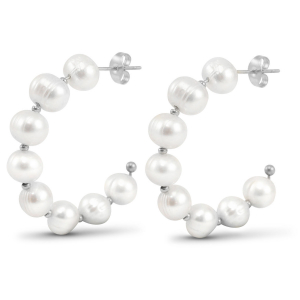 Stainless Steel - Rostfrei Stahl Ohrringe / Ohrstecker Pearls Silver