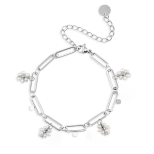 Stainless Steel - Rostfrei Stahl Armb&auml;nder Pearls Silver