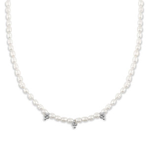 Stainless Steel - Rostfrei Stahl Kette Pearls Silver