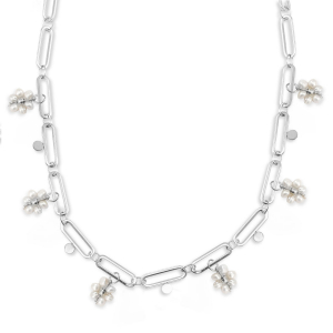 Stainless Steel - Rostfrei Stahl Kette Pearls Silver