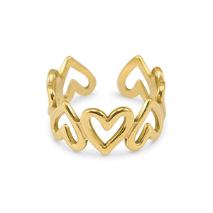 Stainless Steel - Rostfrei Stahl Ringe Heart Gold