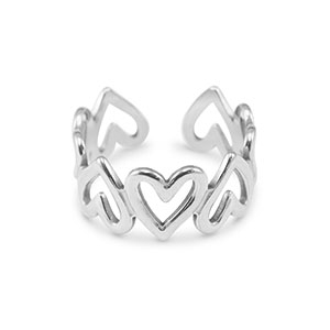 Stainless Steel - Rostfrei Stahl Ringe Heart Silver