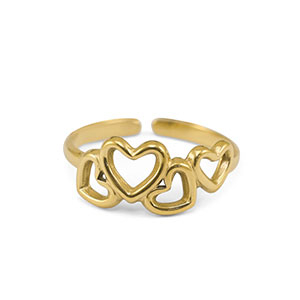 Stainless Steel - Rostfrei Stahl Ringe Heart Gold