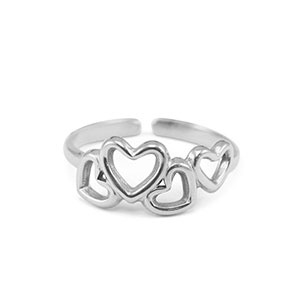 Stainless Steel - Rostfrei Stahl Ringe Heart Silver