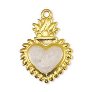 Anh&auml;nger Metall DQ Heart Pearl White-Gold (Nickelfrei)