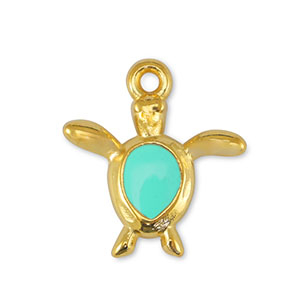 Anh&auml;nger Metall DQ Turtle Veraman Blue-Gold (Nickelfrei)