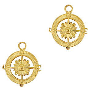 Anh&auml;nger aus Stainless Steel - Rostfreiem Stahl Compass With Flower Gold