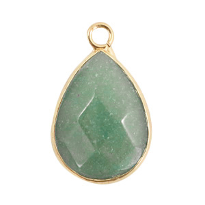 Anh&auml;nger Naturstein Tropfenform Light green-gold