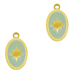 Anh&auml;nger aus Stainless Steel - Rostfreiem Stahl Oval Sun Gold-mint green