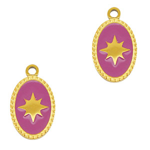Anh&auml;nger aus Stainless Steel - Rostfreiem Stahl Oval Sun Gold-purple