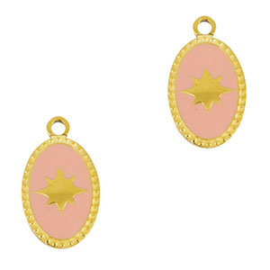 Anh&auml;nger aus Stainless Steel - Rostfreiem Stahl Oval Sun Gold-pink