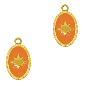 Anh&auml;nger aus Stainless Steel - Rostfreiem Stahl Oval Sun Gold-orange