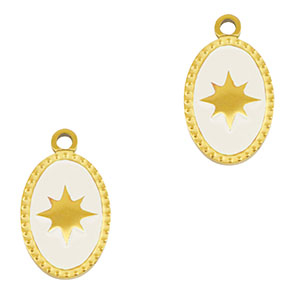 Anh&auml;nger aus Stainless Steel - Rostfreiem Stahl Oval Sun Gold-white