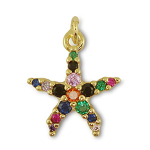 TQ Metall Brass Anh&auml;nger Starfish Gold-multicolor