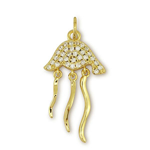 TQ Metall Brass Anh&auml;nger Jellyfish Gold