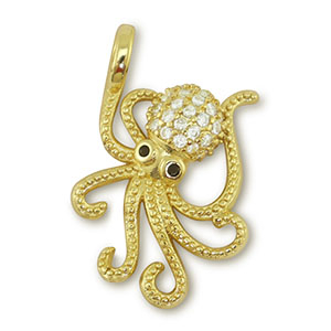TQ Metall Brass Anh&auml;nger Octopus Gold