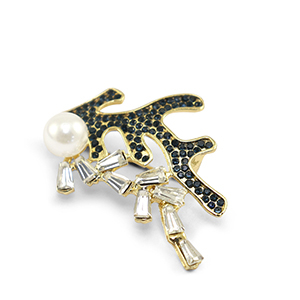 Broschen Seaweed Dark blue-gold