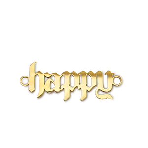 Anh&auml;nger aus Stainless Steel - Rostfreiem Stahl Zwischenst&uuml;ck ''happy'' Gold
