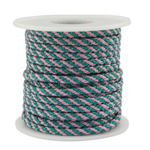Trendy Kordel geflochten 3.5mm Blue-pink-silver