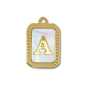 Anh&auml;nger aus Stainless Steel - Rostfreiem Stahl Shell Initiale A Gold-white (Naturliche Farbe Muschel)