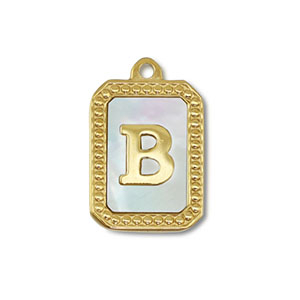 Anh&auml;nger aus Stainless Steel - Rostfreiem Stahl Shell Initiale B Gold-white (Naturliche Farbe Muschel)