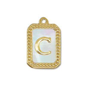 Anh&auml;nger aus Stainless Steel - Rostfreiem Stahl Shell Initiale C Gold-white (Naturliche Farbe Muschel)