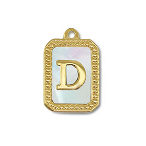 Anh&auml;nger aus Stainless Steel - Rostfreiem Stahl Shell Initiale D Gold-white (Naturliche Farbe Muschel)