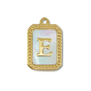 Anh&auml;nger aus Stainless Steel - Rostfreiem Stahl Shell Initiale E Gold-white (Naturliche Farbe Muschel)