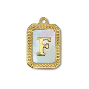 Anh&auml;nger aus Stainless Steel - Rostfreiem Stahl Shell Initiale F Gold-white (Naturliche Farbe Muschel)