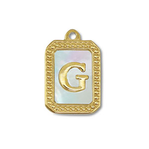 Anh&auml;nger aus Stainless Steel - Rostfreiem Stahl Shell Initiale G Gold-white (Naturliche Farbe Muschel)