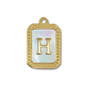 Anh&auml;nger aus Stainless Steel - Rostfreiem Stahl Shell Initiale H Gold-white (Naturliche Farbe Muschel)
