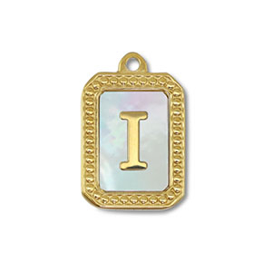 Anh&auml;nger aus Stainless Steel - Rostfreiem Stahl Shell Initiale I Gold-white (Naturliche Farbe Muschel)