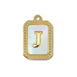 Anh&auml;nger aus Stainless Steel - Rostfreiem Stahl Shell Initiale J Gold-white (Naturliche Farbe Muschel)