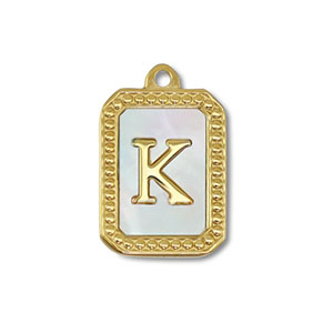 Anh&auml;nger aus Stainless Steel - Rostfreiem Stahl Shell Initiale K Gold-white (Naturliche Farbe Muschel)