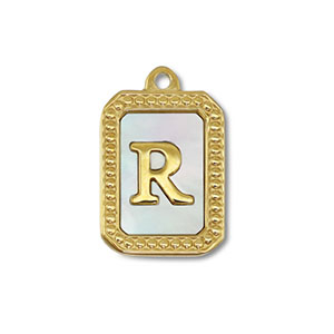 Anh&auml;nger aus Stainless Steel - Rostfreiem Stahl Shell Initiale R Gold-white (Naturliche Farbe Muschel)