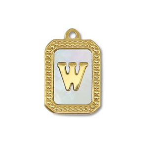 Anh&auml;nger aus Stainless Steel - Rostfreiem Stahl Shell Initiale  W Gold-white (Naturliche Farbe Muschel)