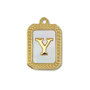 Anh&auml;nger aus Stainless Steel - Rostfreiem Stahl Shell Initiale Y Gold-white (Naturliche Farbe Muschel)