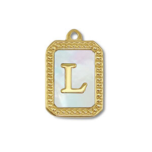 Anh&auml;nger aus Stainless Steel - Rostfreiem Stahl Shell Initiale L Gold-white (Naturliche Farbe Muschel)