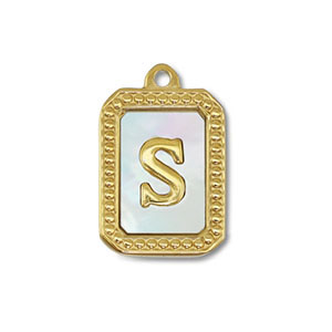 Anh&auml;nger aus Stainless Steel - Rostfreiem Stahl Shell Initiale S Gold-white (Naturliche Farbe Muschel)