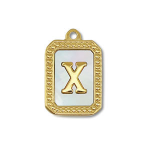 Anh&auml;nger aus Stainless Steel - Rostfreiem Stahl Shell Initiale X Gold-white (Naturliche Farbe Muschel)