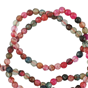 Perlen Naturstein 3mm Facett geschliffen Multicolor pink-green