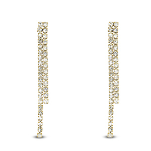 Stainless Steel - Rostfrei Stahl Ohrringe / Ohrstecker with unequal rhinestones Gold