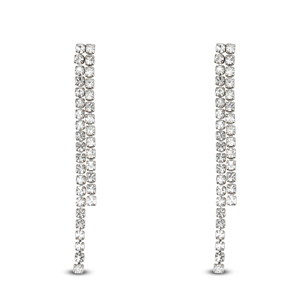 Stainless Steel - Rostfrei Stahl Ohrringe / Ohrstecker with unequal rhinestones Silver