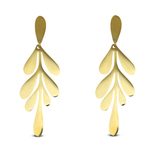 Stainless Steel - Rostfrei Stahl Ohrringe / Ohrstecker Leaf Gold