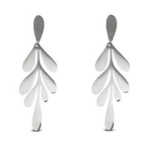 Stainless Steel - Rostfrei Stahl Ohrringe / Ohrstecker Leaf Silver