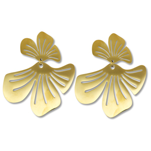 Stainless Steel - Rostfrei Stahl Ohrringe / Ohrstecker Flower Gold