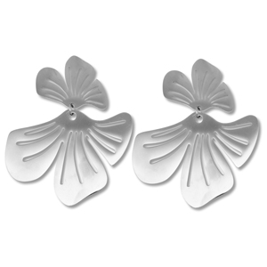 Stainless Steel - Rostfrei Stahl Ohrringe / Ohrstecker Flower Silver