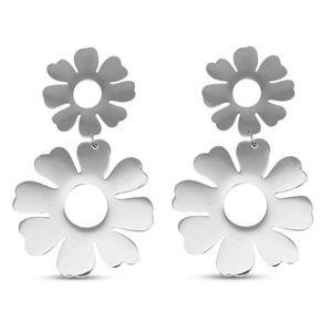 Stainless Steel - Rostfrei Stahl Ohrringe / Ohrstecker Flower Silver